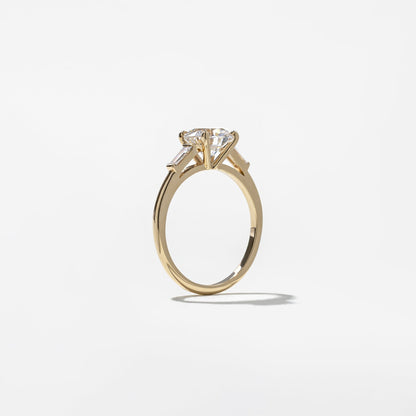 Round Lab Grown Diamond Three Stone Engagement Ring