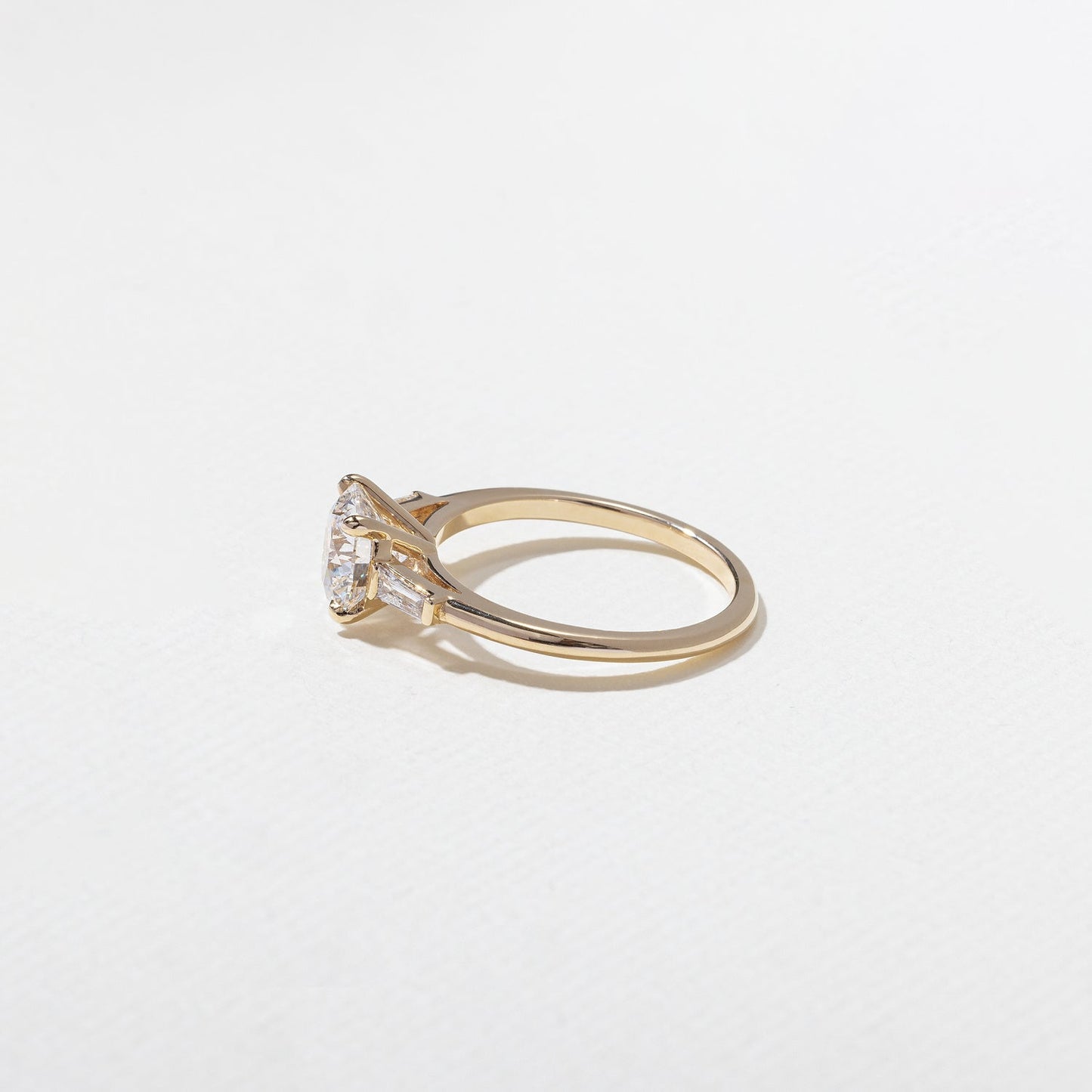 Round Lab Grown Diamond Three Stone Engagement Ring