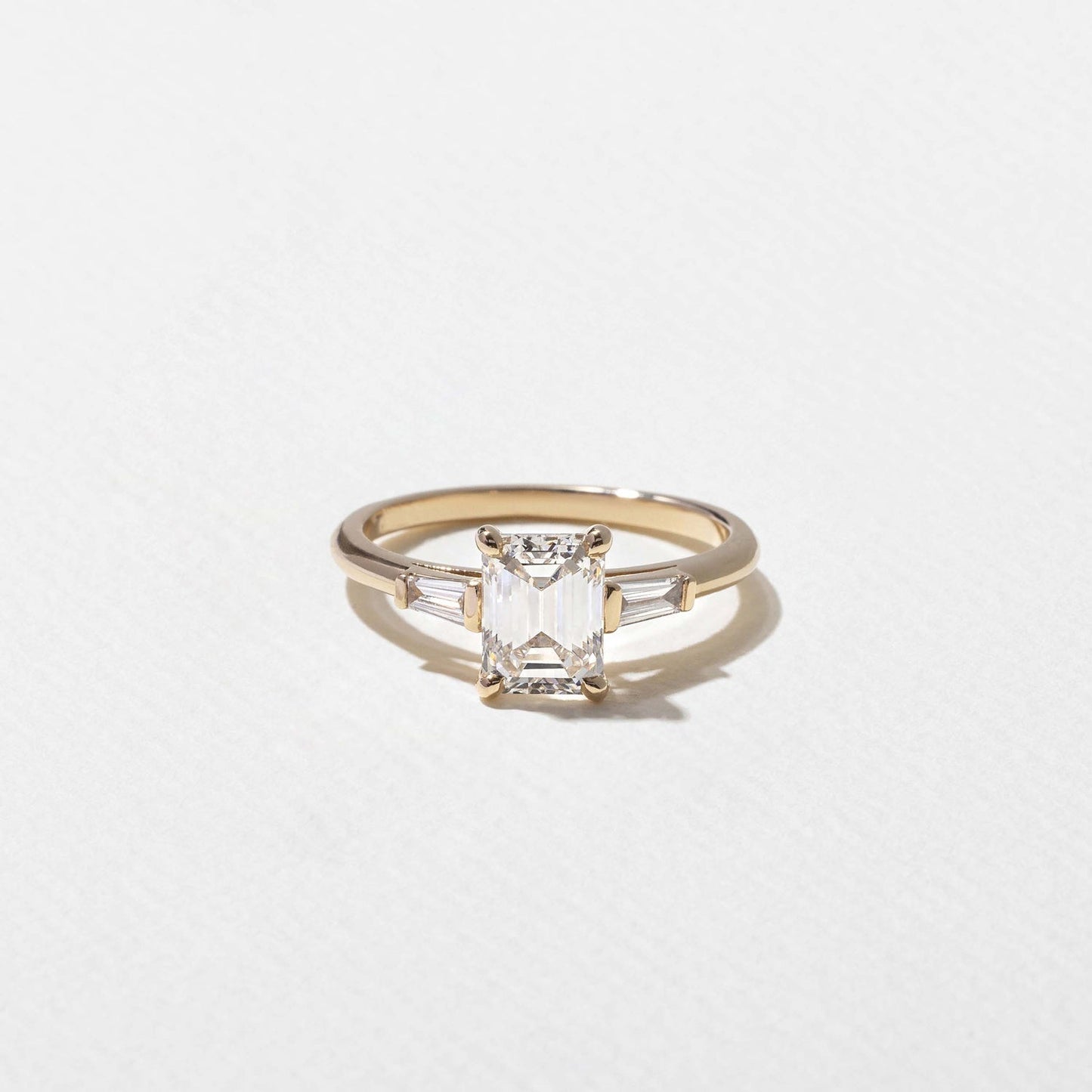 Emerald Lab Grown Diamond Three Stone Engagement Ring