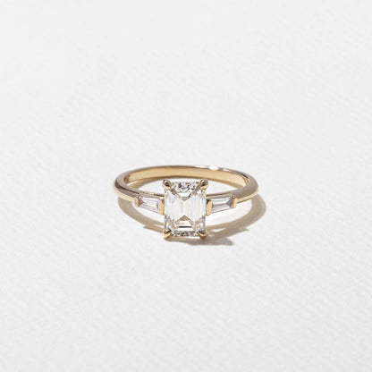 Emerald Lab Grown Diamond Three Stone Engagement Ring