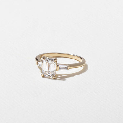Emerald Lab Grown Diamond Three Stone Engagement Ring