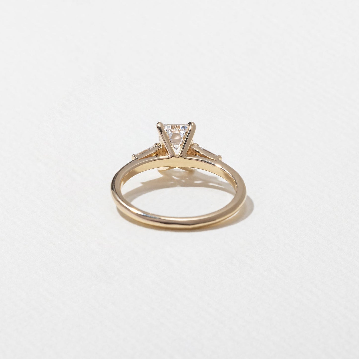 Emerald Lab Grown Diamond Three Stone Engagement Ring