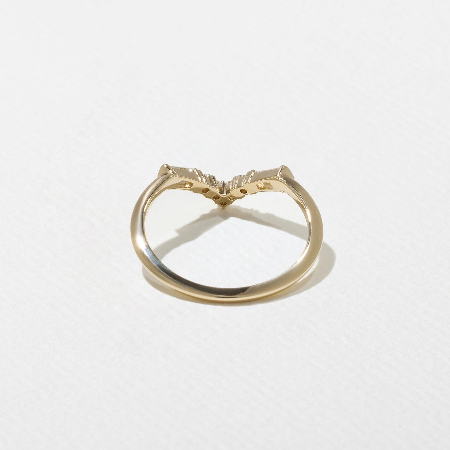 0.25 TCW Round, Tapered baguette & Princess- V Shape Wedding Band