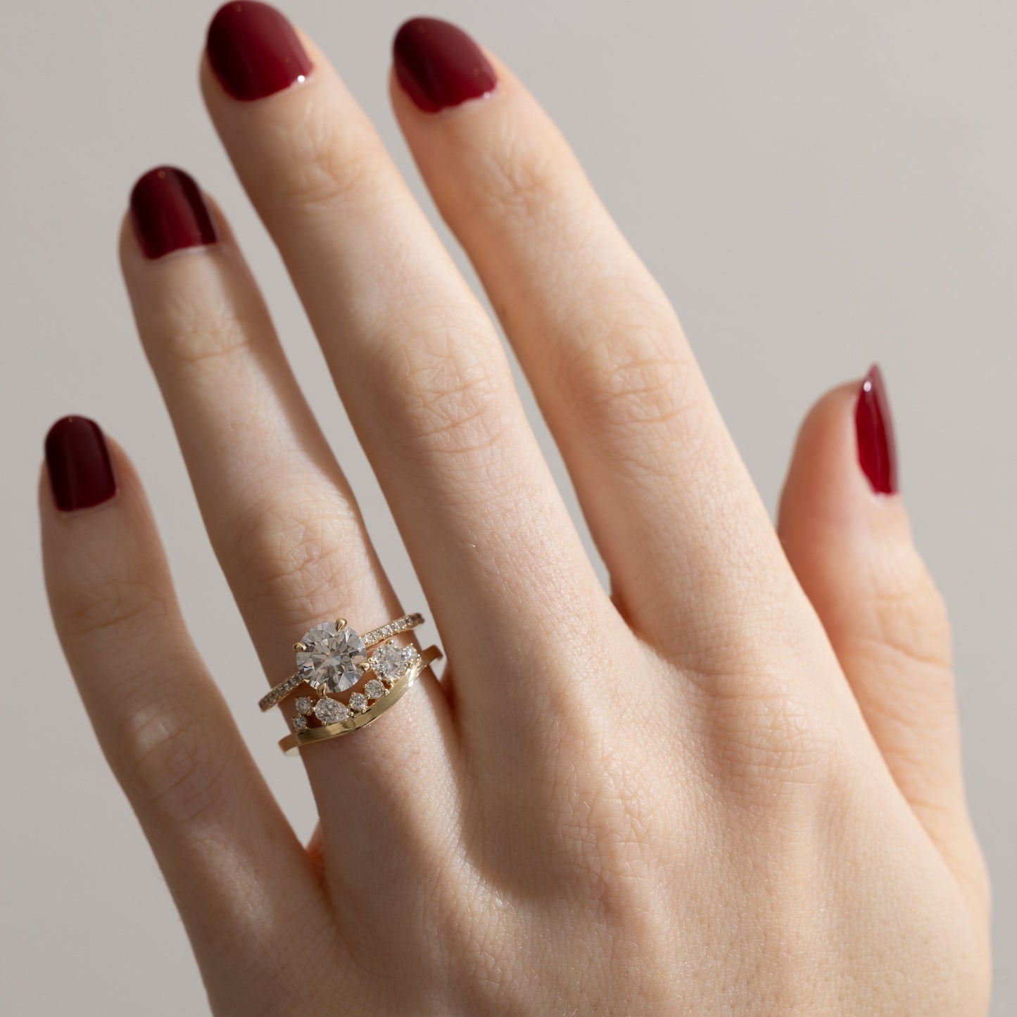 0.35 TCW Round & Pear- Curved Wedding Band