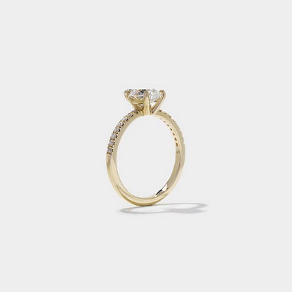 Pear Lab Grown Diamond Pave Setting Engagement Ring