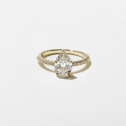 Pear Lab Grown Diamond Pave Setting Engagement Ring