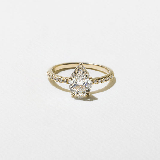 Pear Lab Grown Diamond Pave Setting Engagement Ring