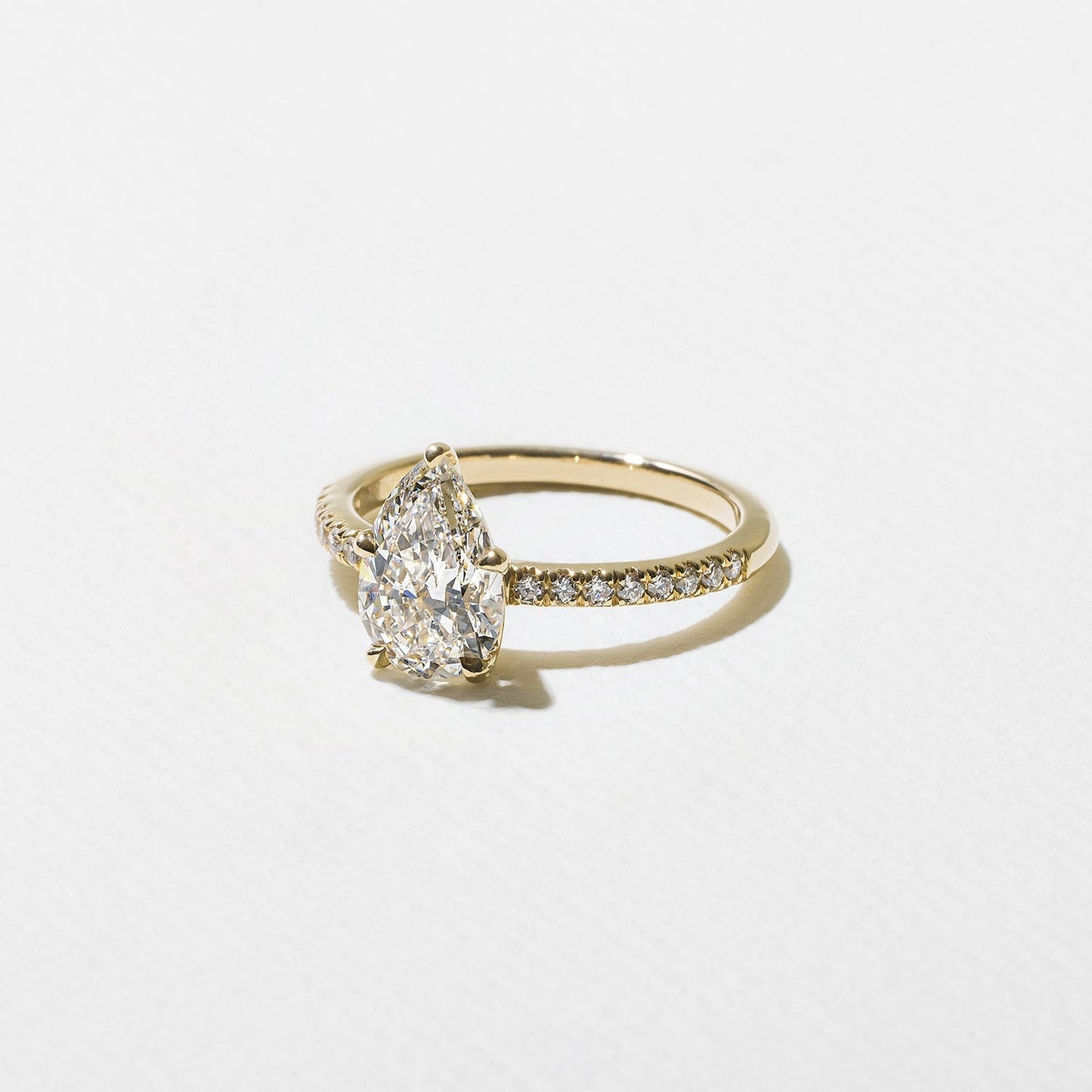 Pear Lab Grown Diamond Pave Setting Engagement Ring