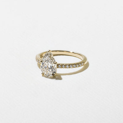 Pear Lab Grown Diamond Pave Setting Engagement Ring