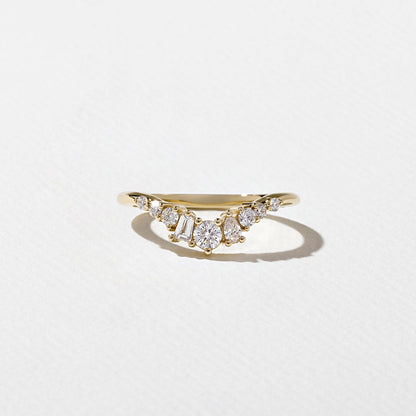 0.34 TCW Round, Tapered baguette & Pear- Curved Wedding Band