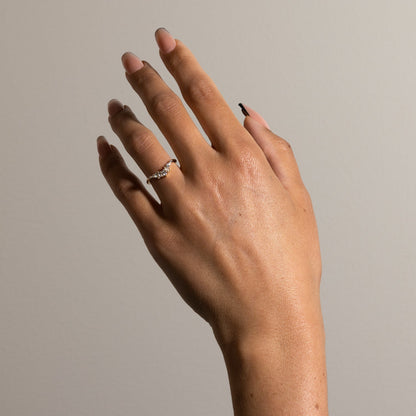 0.34 TCW Round, Tapered baguette & Pear- Curved Wedding Band