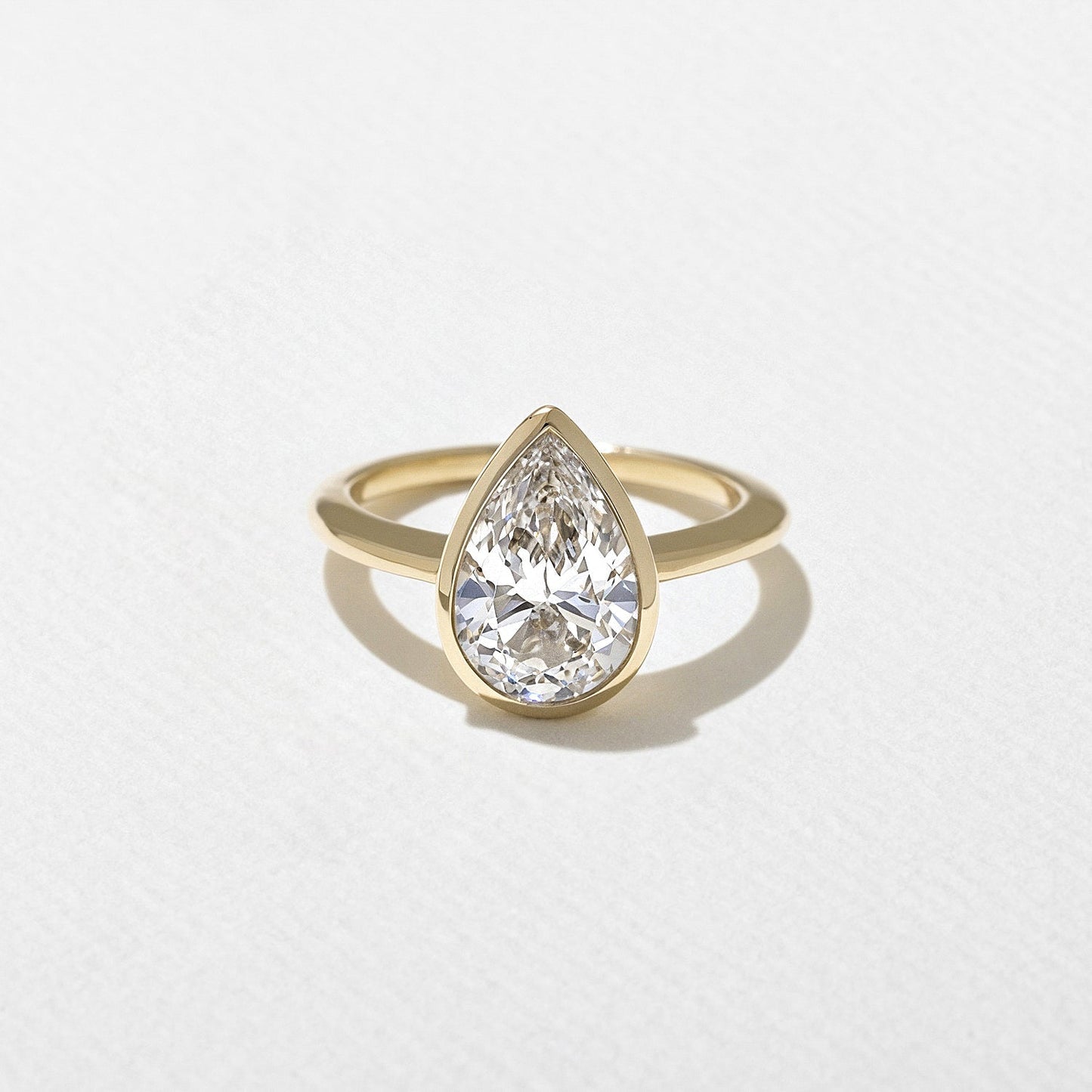Pear Lab Grown Diamond Bezel Solitaire Engagement Ring