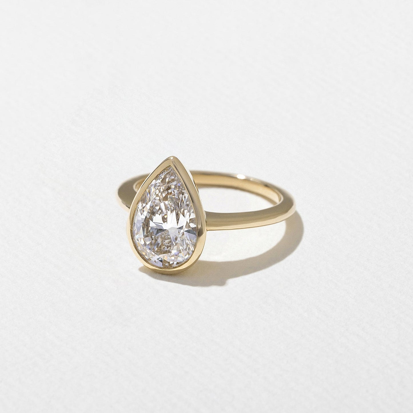 Pear Lab Grown Diamond Bezel Solitaire Engagement Ring