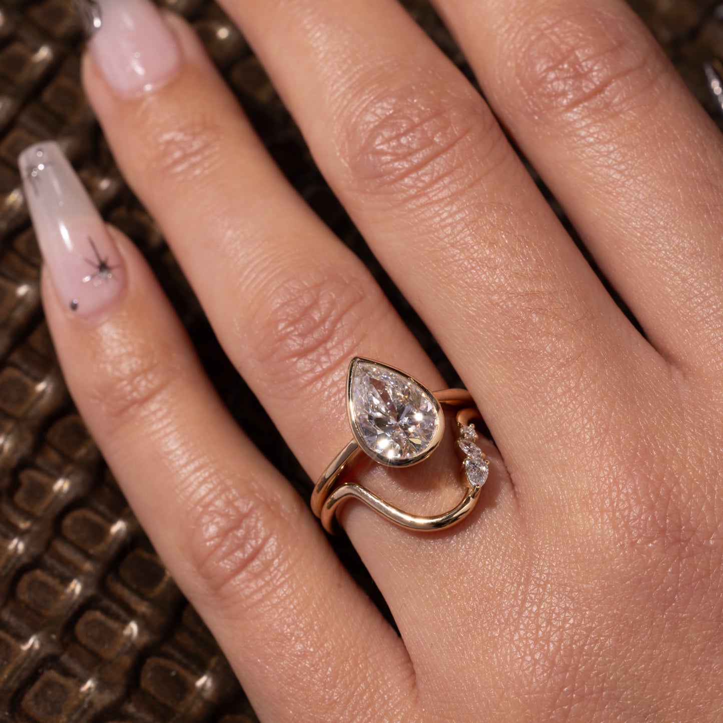 Pear Lab Grown Diamond Bezel Solitaire Engagement Ring