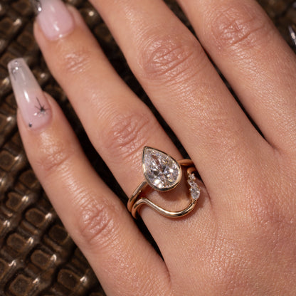 Pear Lab Grown Diamond Bezel Solitaire Engagement Ring