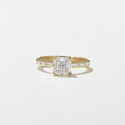 Asscher Lab Grown Diamond Pave Setting Engagement Ring