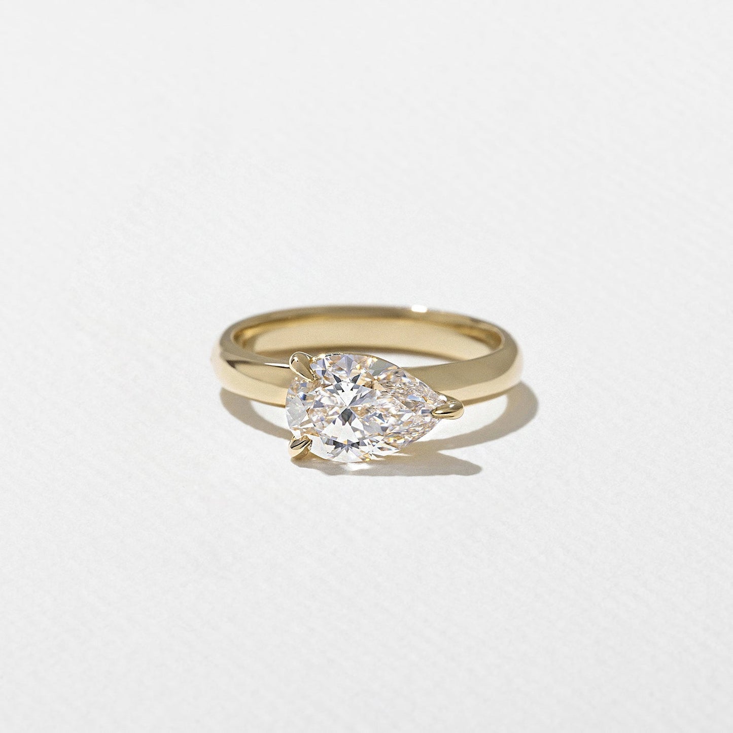 East-West Pear Lab Grown Diamond Solitaire Engagement Ring