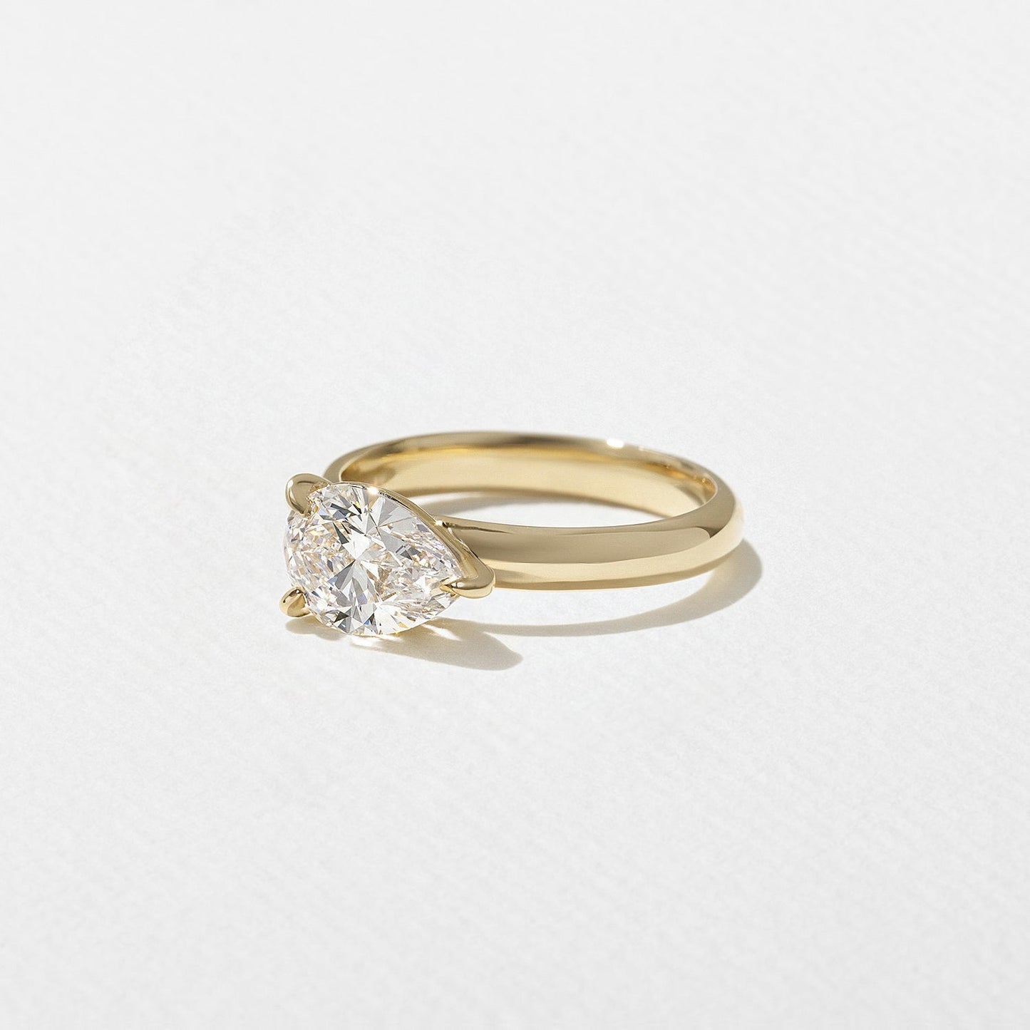 East-West Pear Lab Grown Diamond Solitaire Engagement Ring