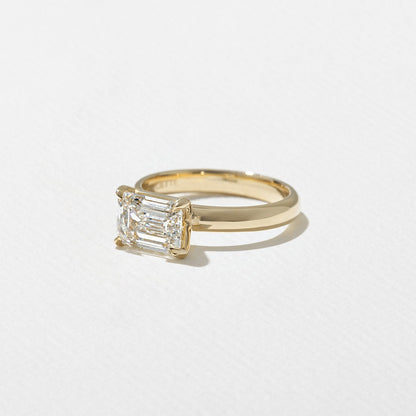 East-West Emerald  Lab Grown Diamond Solitaire Engagement Ring