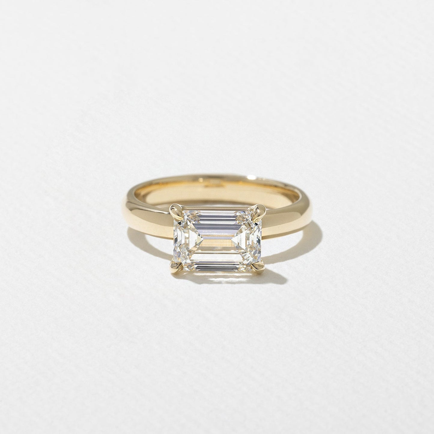 East-West Emerald  Lab Grown Diamond Solitaire Engagement Ring