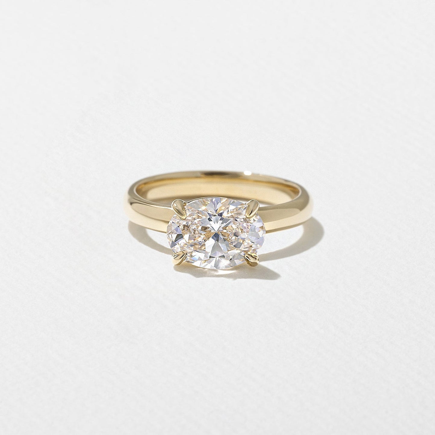 East-West Oval Lab Grown Diamond Solitaire Engagement Ring