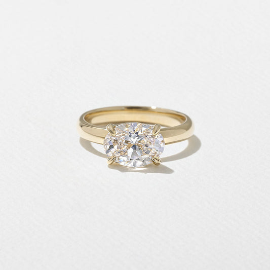 East-West Oval Lab Grown Diamond Solitaire Engagement Ring