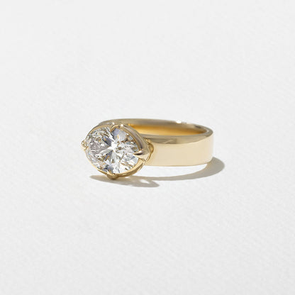East-West Oval Lab Grown Diamond Solitaire Engagement Ring