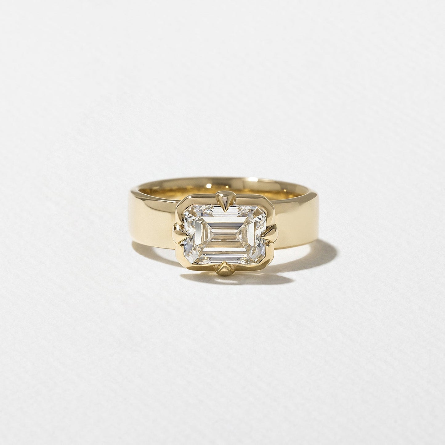 East-West Emerald  Lab Grown Diamond Solitaire Engagement Ring