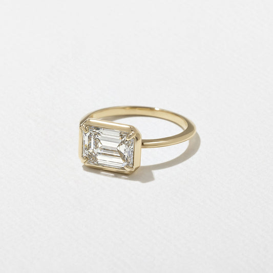 Emerald Lab Grown Diamond Bezel Solitaire Engagement Ring