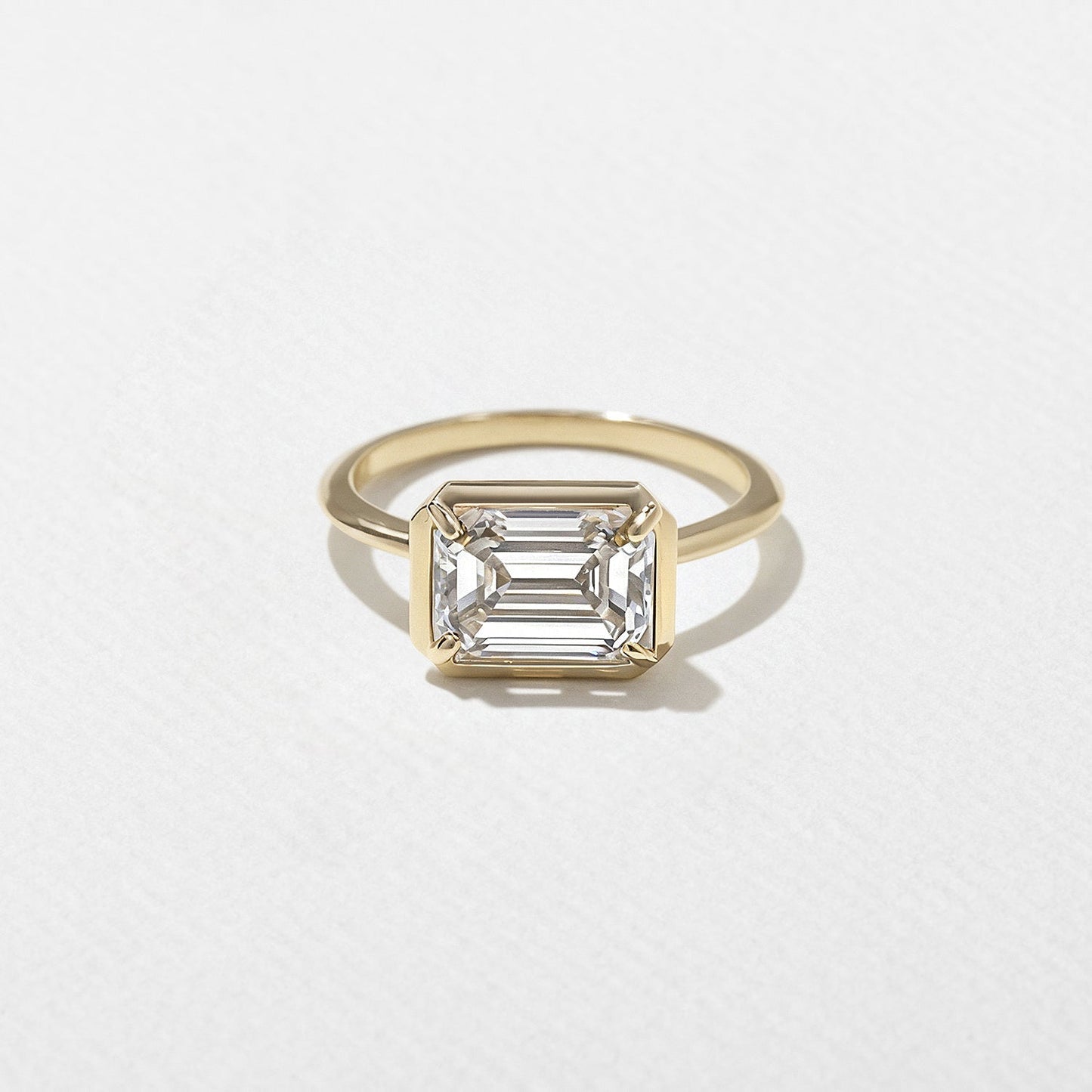 Emerald Lab Grown Diamond Bezel Solitaire Engagement Ring