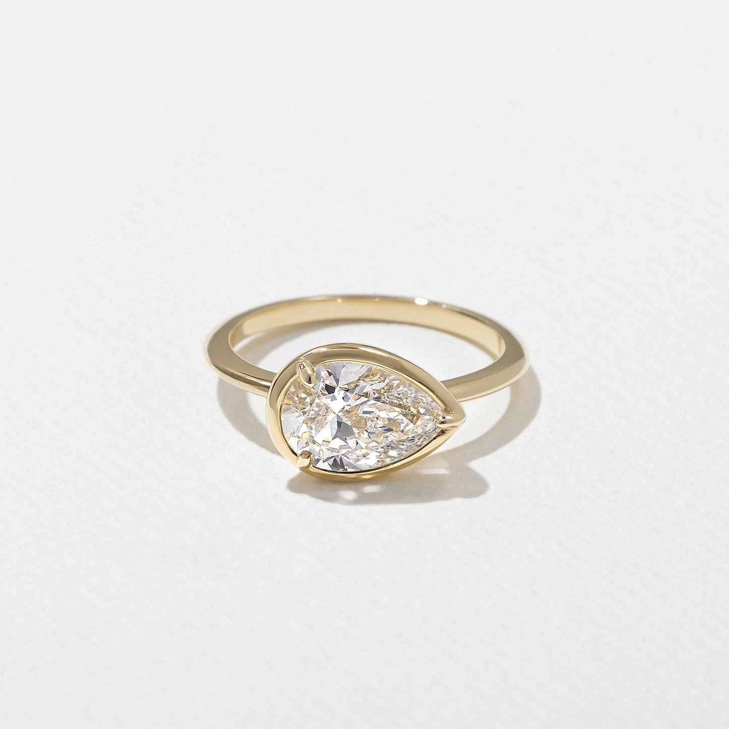 Pear Lab Grown Diamond Bezel Solitaire Engagement Ring