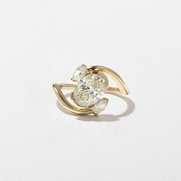 Oval  Lab Grown Diamond Three Stone Engagement Ring