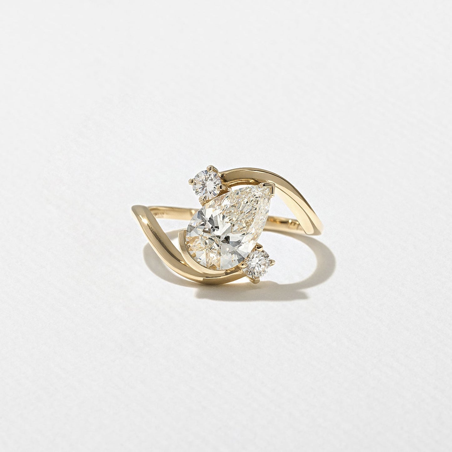 Pear Lab Grown Diamond Three Stone Engagement Ring