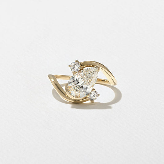 Pear Lab Grown Diamond Three Stone Engagement Ring