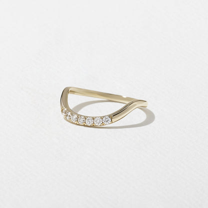 0.14 TCW Round Shape Unique Curved Wedding Band