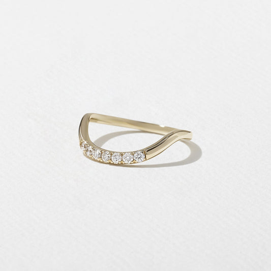 0.14 TCW Round Shape Unique Curved Wedding Band