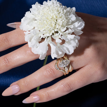 0.10 TCW Round Shape Unique Curved Wedding Band