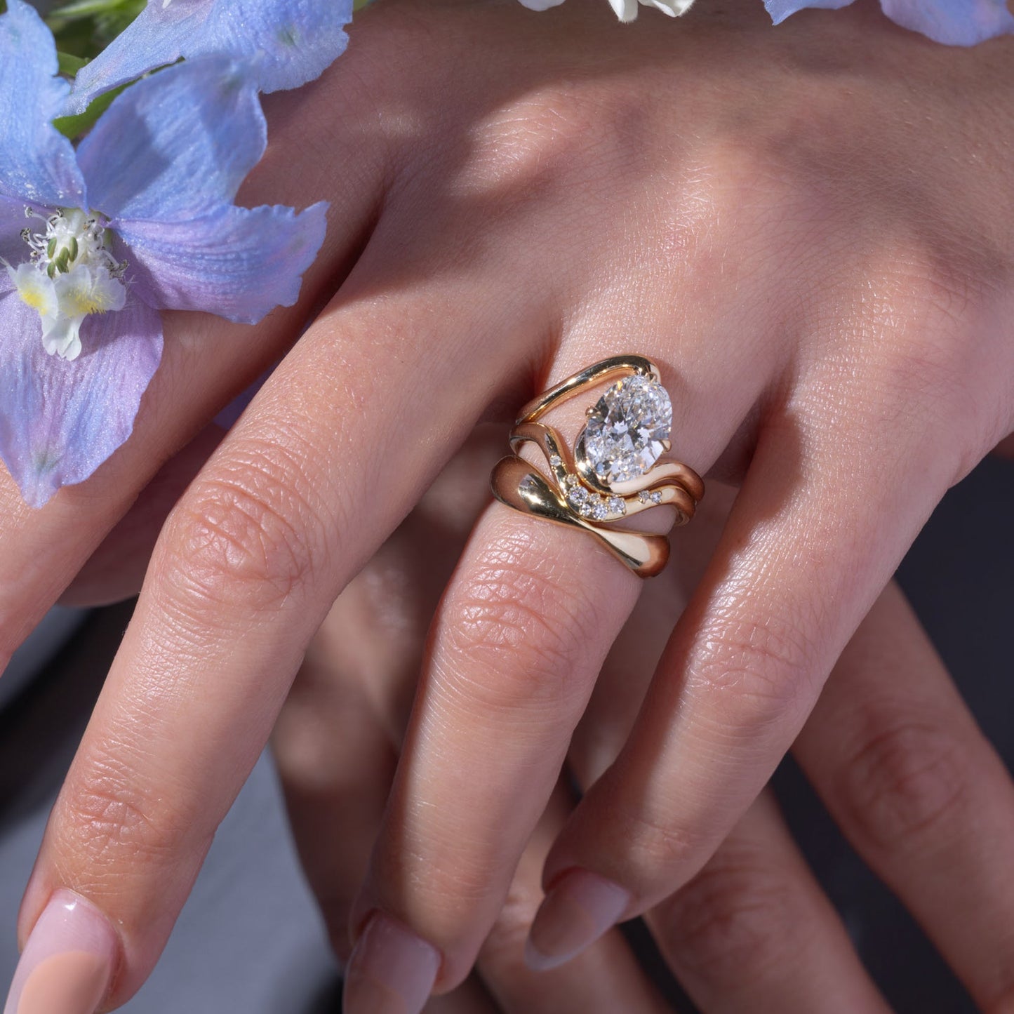 Oval Lab Grown Diamond Unique Engagement Ring