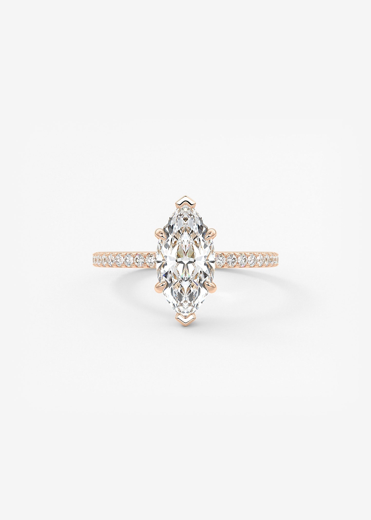 Marquise Hidden Halo Pave Lab Grown Diamond Engagement Ring