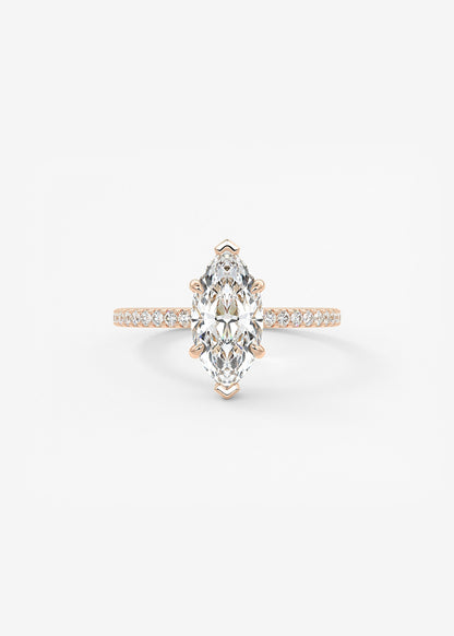 Marquise Hidden Halo Pave Lab Grown Diamond Engagement Ring