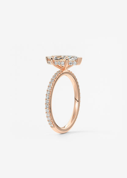 Marquise Hidden Halo Pave Lab Grown Diamond Engagement Ring