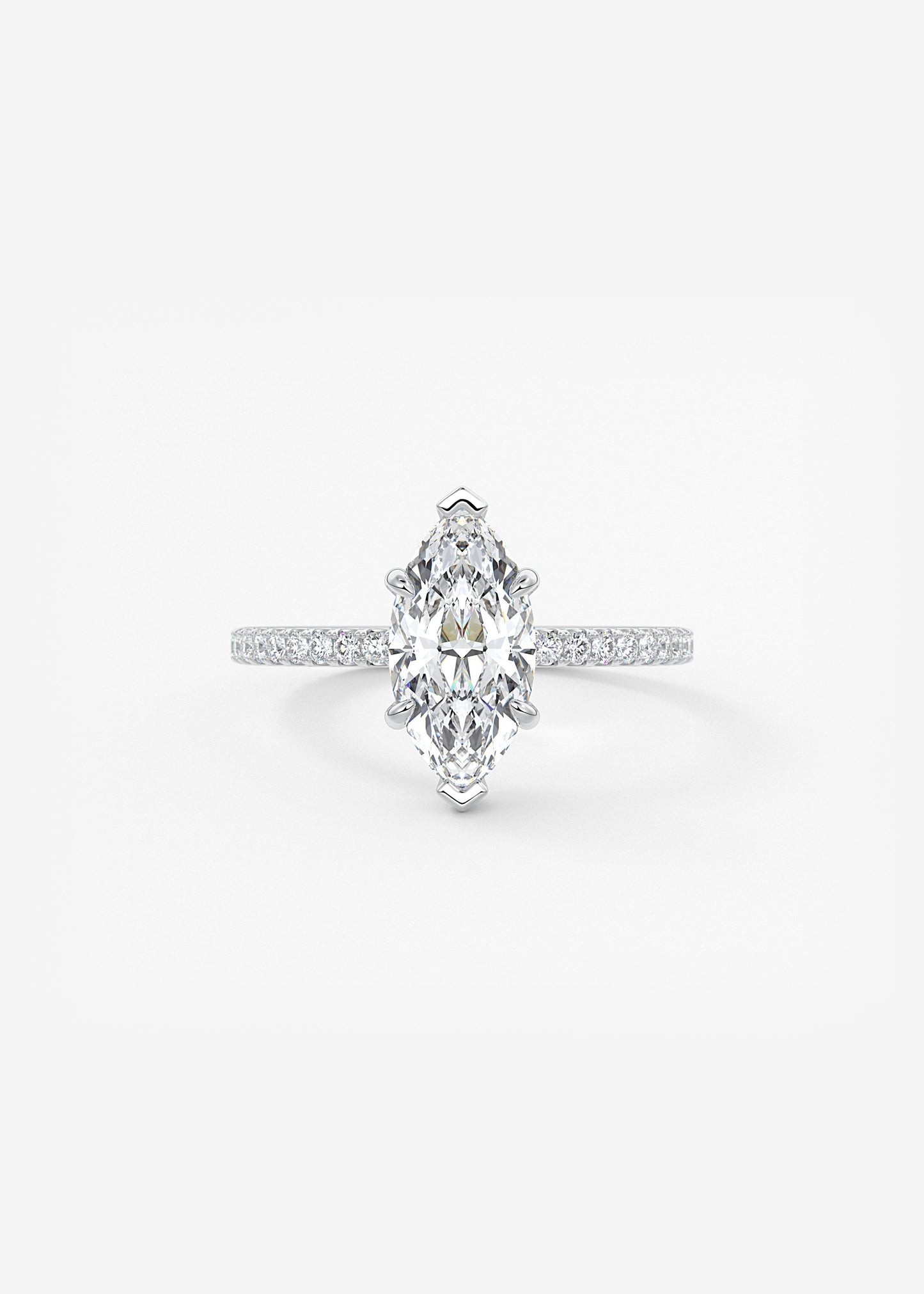 Marquise Hidden Halo Pave Lab Grown Diamond Engagement Ring