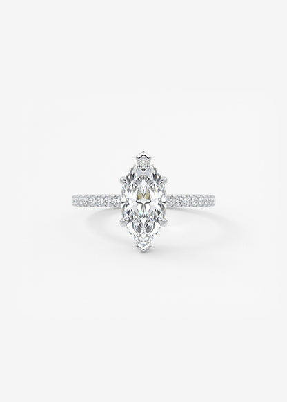 Marquise Hidden Halo Pave Lab Grown Diamond Engagement Ring