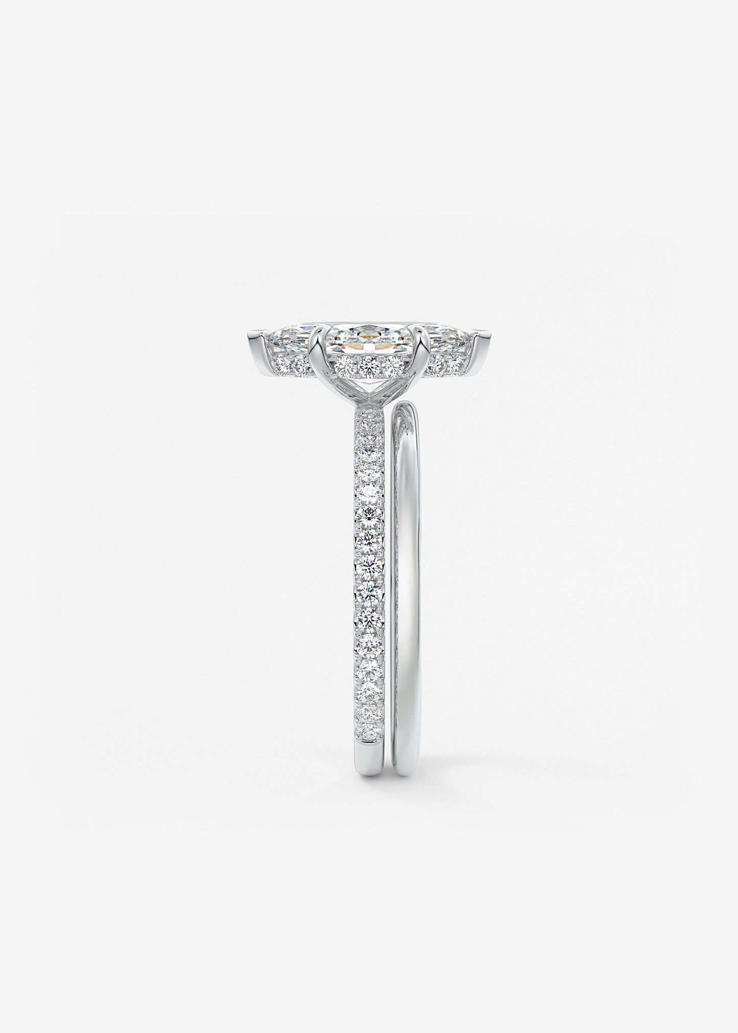 Marquise Hidden Halo Pave Lab Grown Diamond Engagement Ring