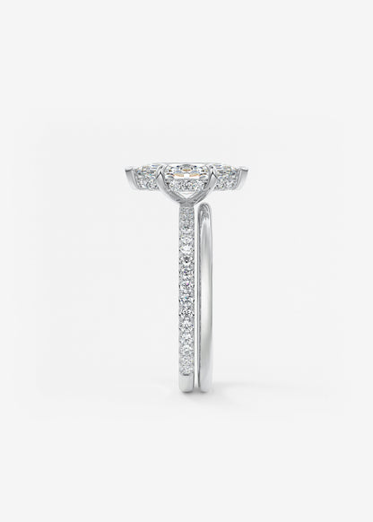 Marquise Hidden Halo Pave Lab Grown Diamond Engagement Ring