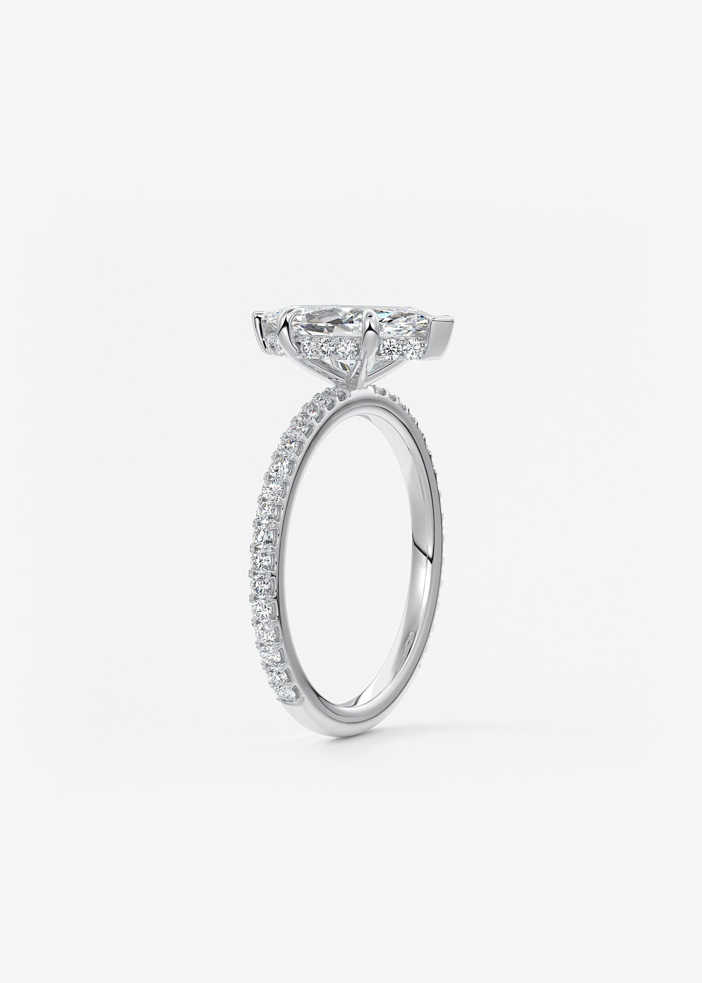 Marquise Hidden Halo Pave Lab Grown Diamond Engagement Ring