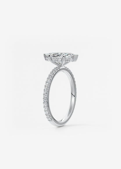 Marquise Hidden Halo Pave Lab Grown Diamond Engagement Ring
