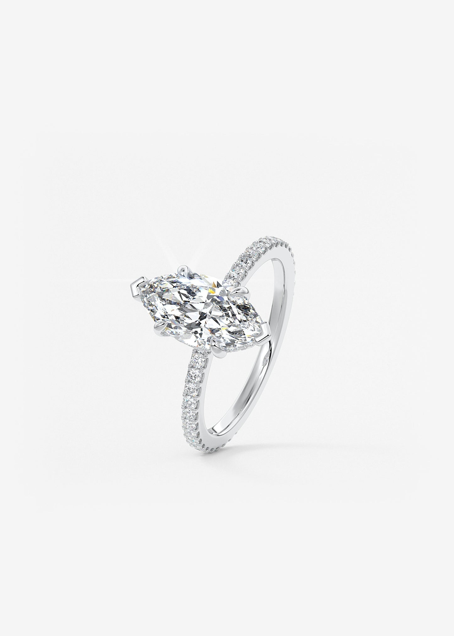 Marquise Hidden Halo Pave Lab Grown Diamond Engagement Ring