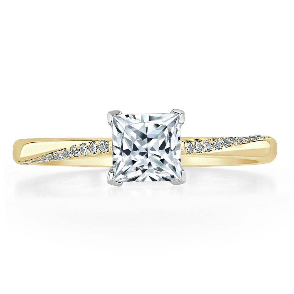 0.75 CT Princess Cut Solitaire Moissanite Engagement Ring