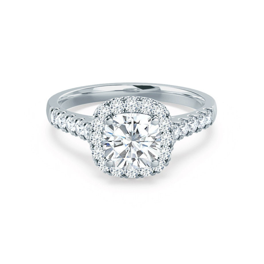 1.70 CT Cushion Cut Moissanite Halo Style Engagement Ring